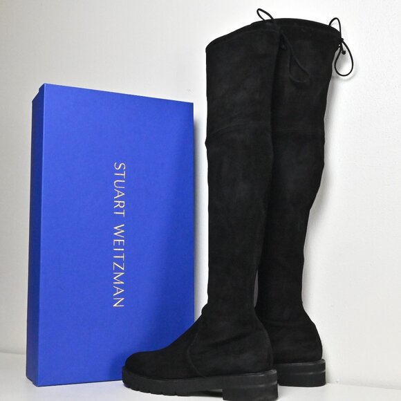 Stuart Weitzman Lowland Lift Jocey Over-the-Knee Suede Tall Black Boot US10 UK8 - Picture 6 of 16
